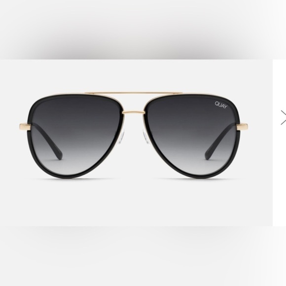 Quay Australia All In Black Frame / Smoke‎ Polarized Lens aviator sunglasses new
